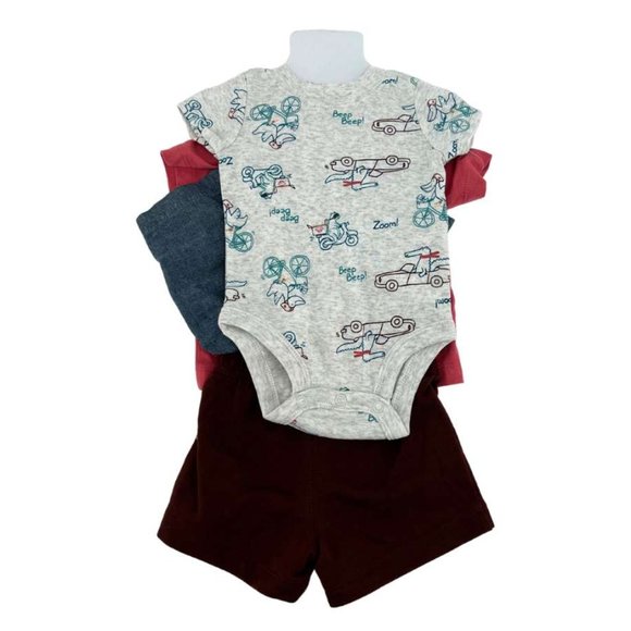 Carter's | Boy's Summer Clothing Set | 4 Pieces | Pink & Brown | Various Sizes - Picture 2 of 6